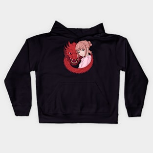 Anime Girl with Dragon Kids Hoodie